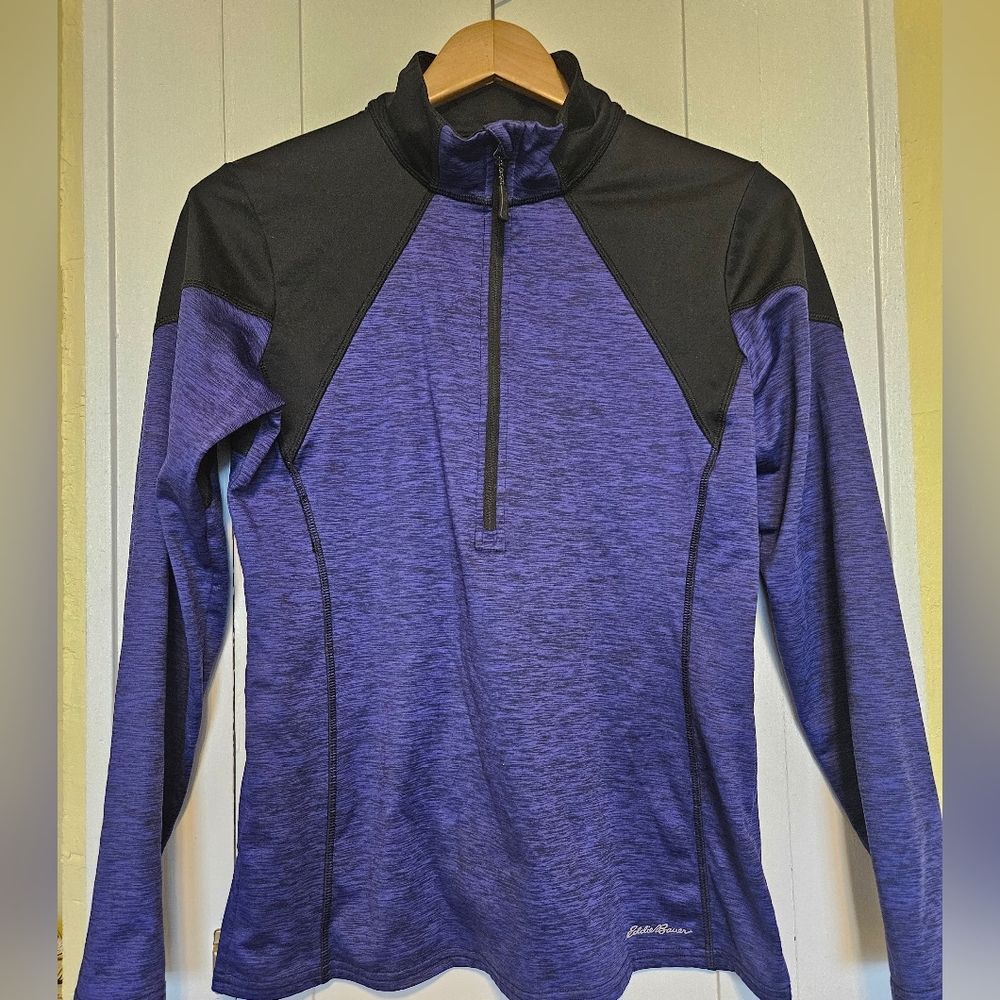 Eddie Bauer Sweater Women's Purple 1/2 Zip Free Heat Long Sleeve Pullover Size M